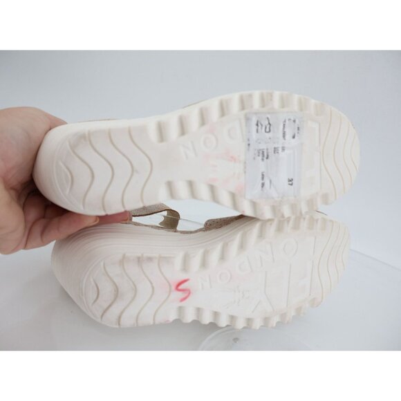 Fly London Women Yake Sandal Size 37 6 Pearl Leather Slingback Wedge Platform - Picture 9 of 13
